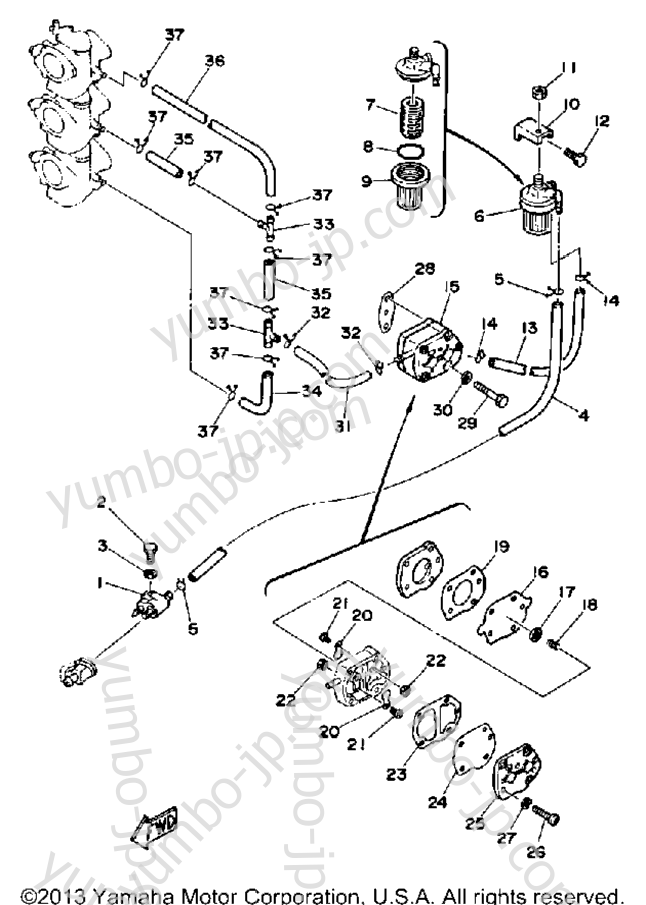 FUEL SYSTEM for outboards YAMAHA 70ETLG 1988 year