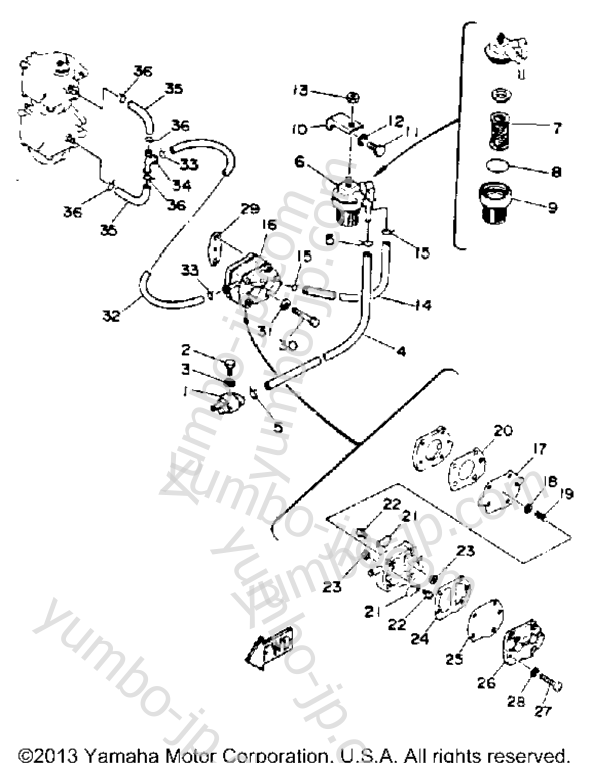 FUEL SYSTEM for outboards YAMAHA C40ELRQ 1992 year