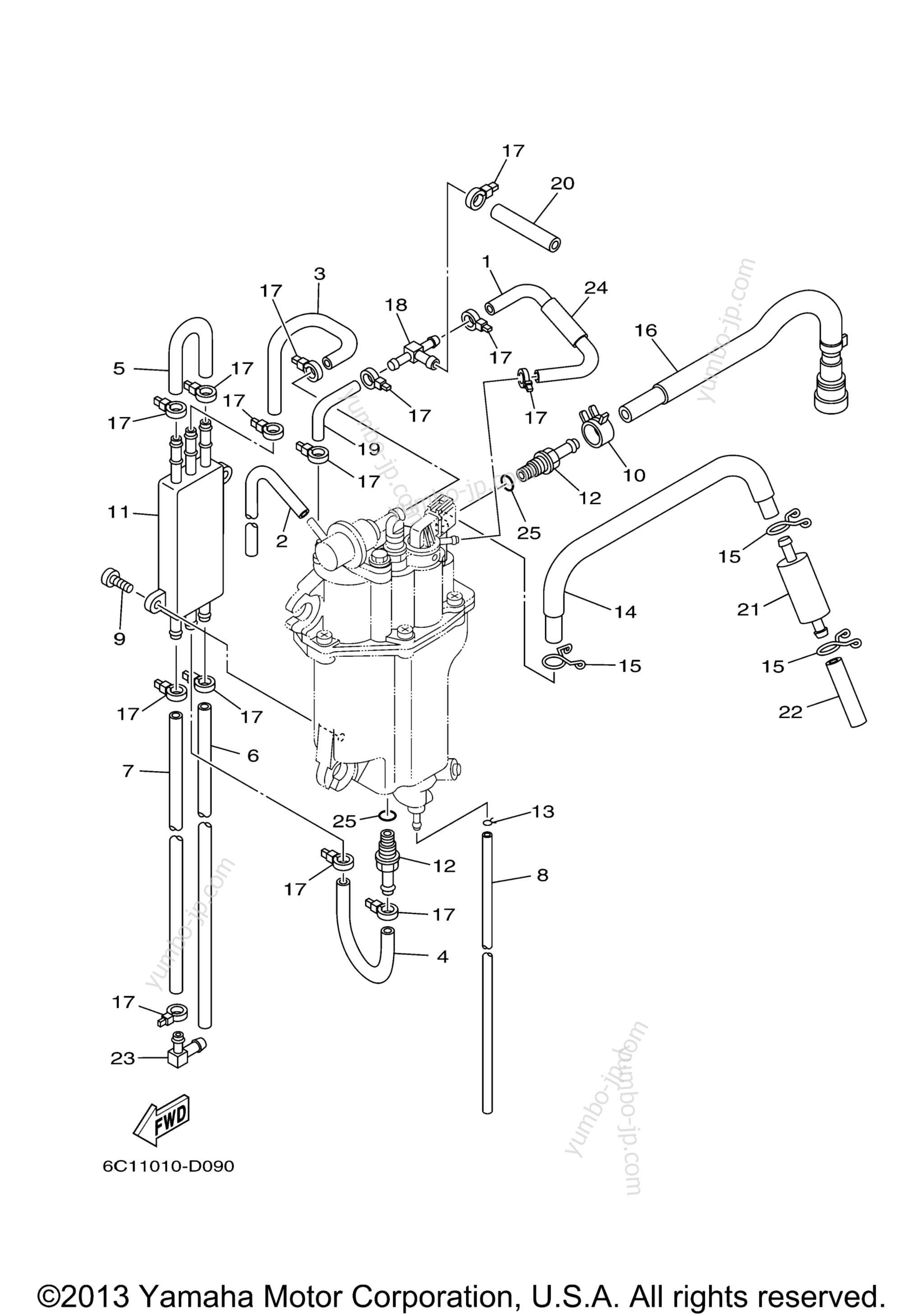 Fuel Injection Pump 2 для лодочных моторов YAMAHA F60TJR (0406) 6C1-1012527~108488 F60TLR_TJR 6C5-1016449~1024087 2006 г.