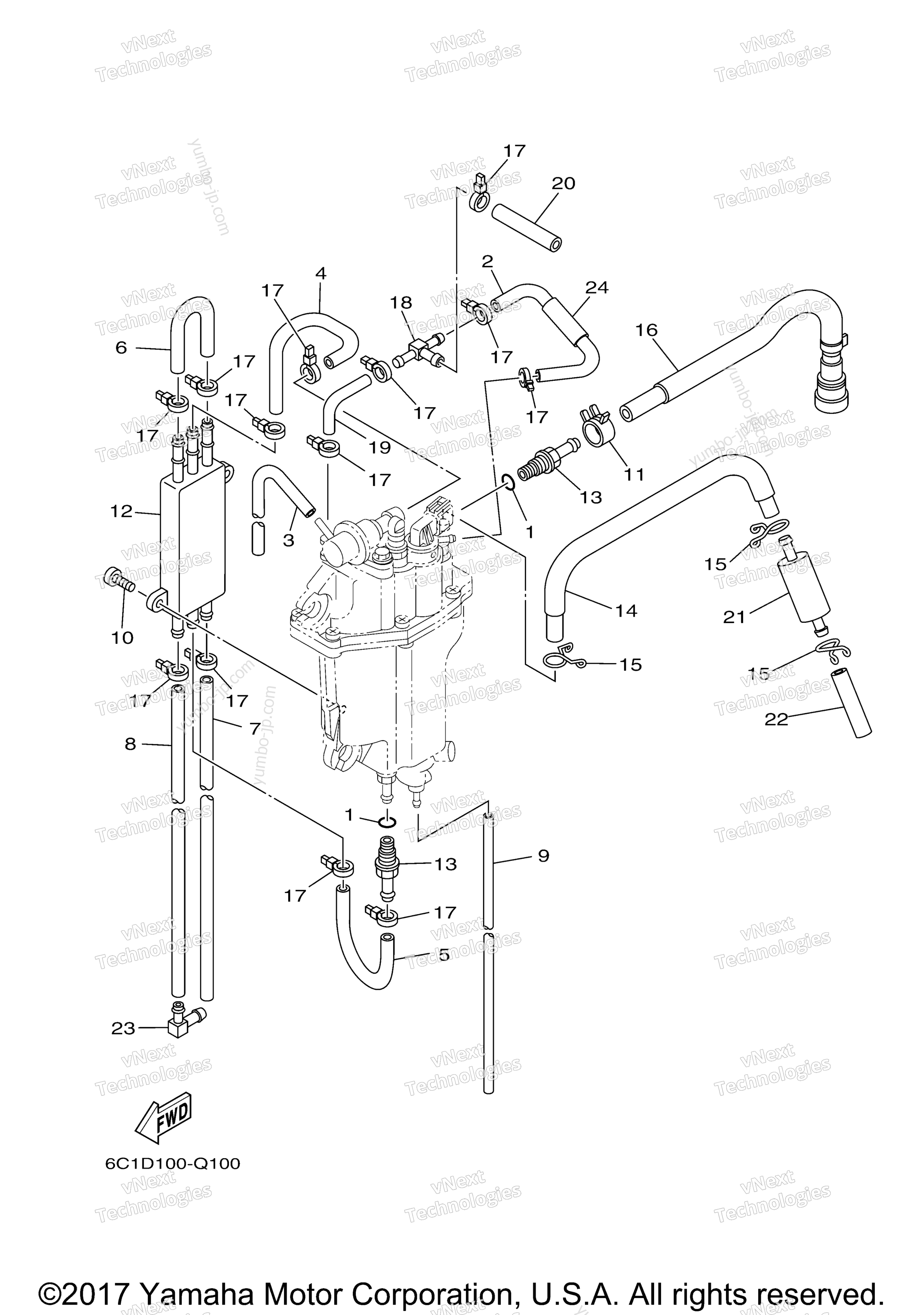 Fuel Injection Pump 2 для лодочных моторов YAMAHA F50LB (0117) 2006 г.