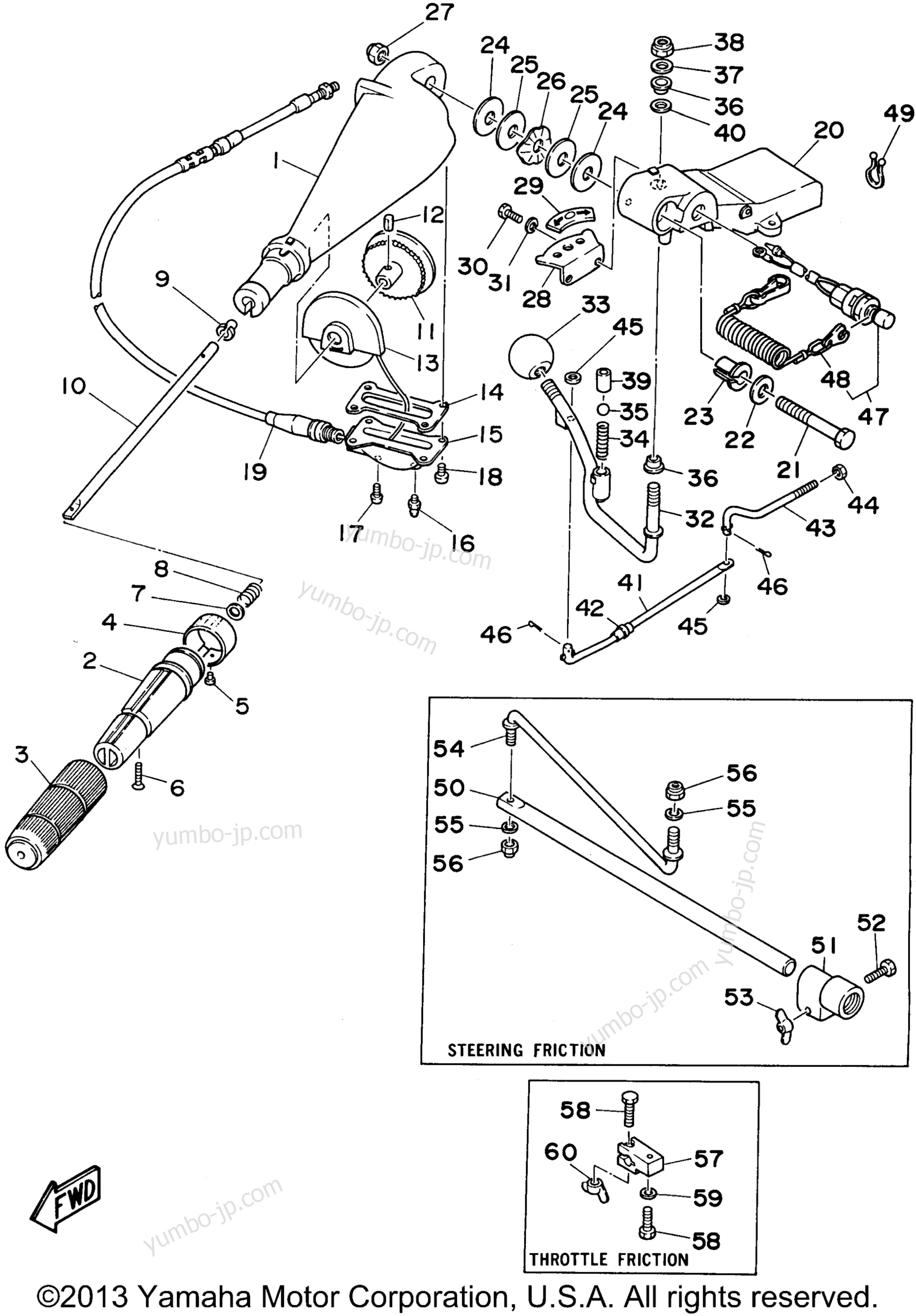 Steering для лодочных моторов YAMAHA E60MLHU 1996 г.
