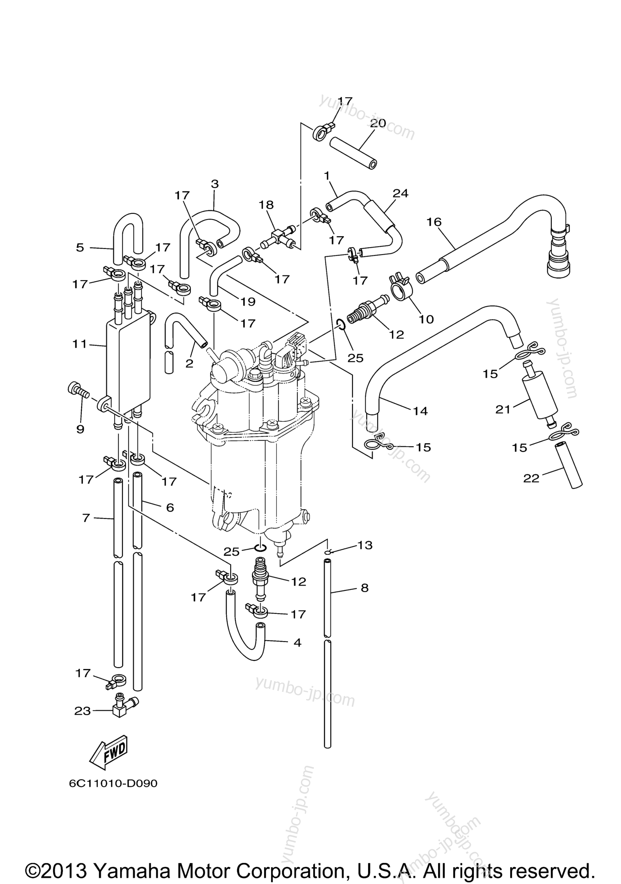 Fuel Injection Pump 2 для лодочных моторов YAMAHA F60TLR (0405) 6C1-1006373~1012526 F60TLR_TJR 6C5-1007597~1016448 2006 г.