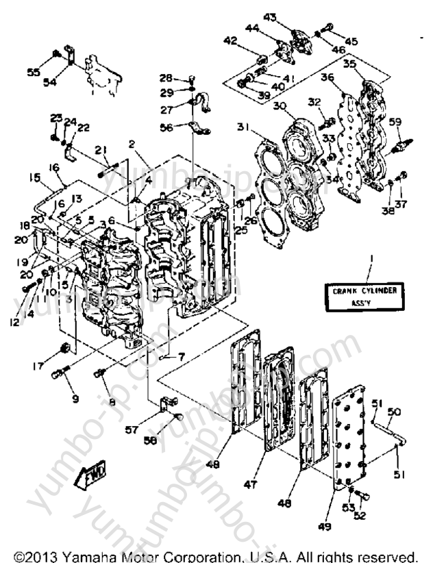 Crankcase Cylinder для лодочных моторов YAMAHA 90ETLF-JD 1989 г.