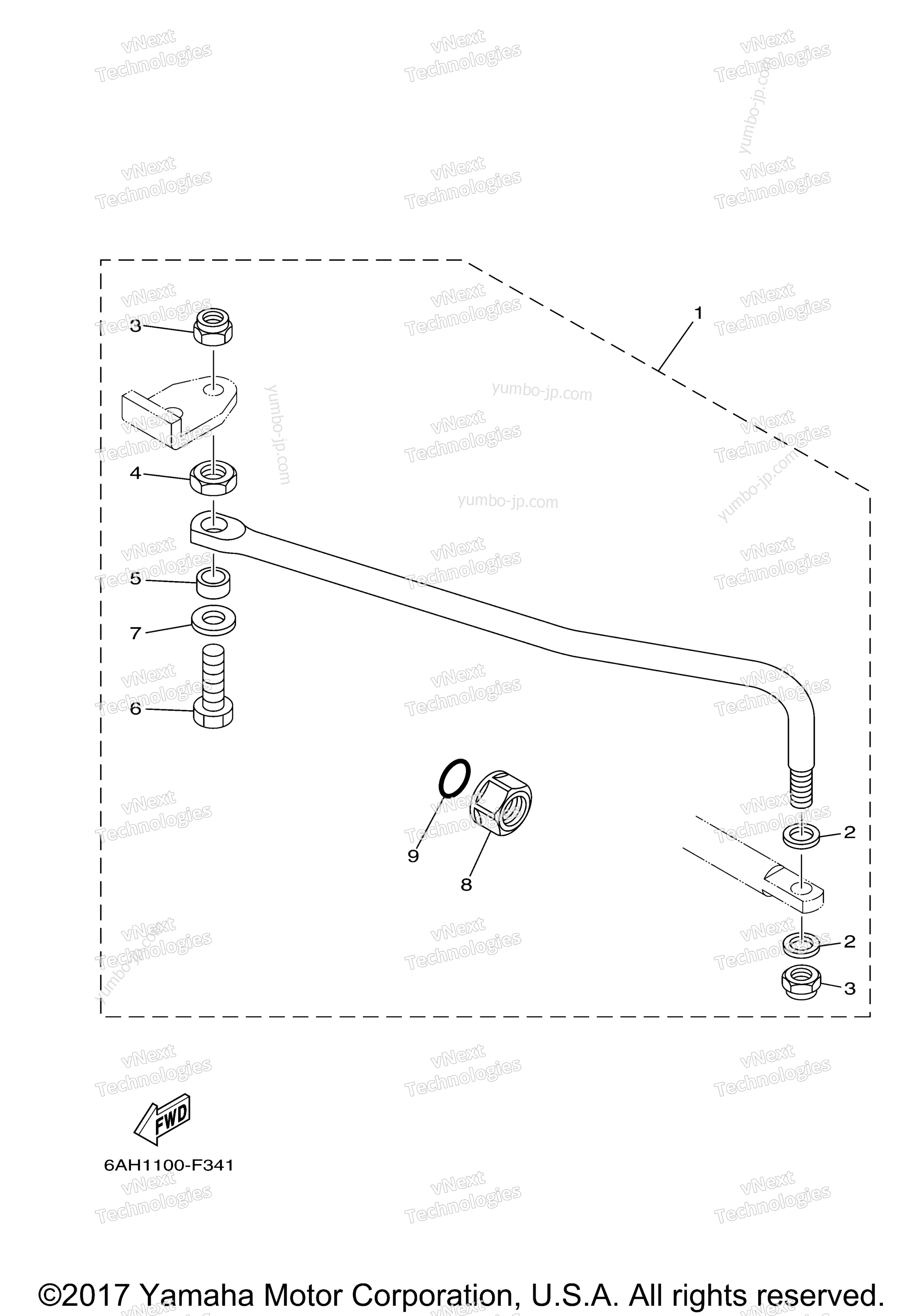 Steering Guide для лодочных моторов YAMAHA F20LMHA (0117) 2006 г.