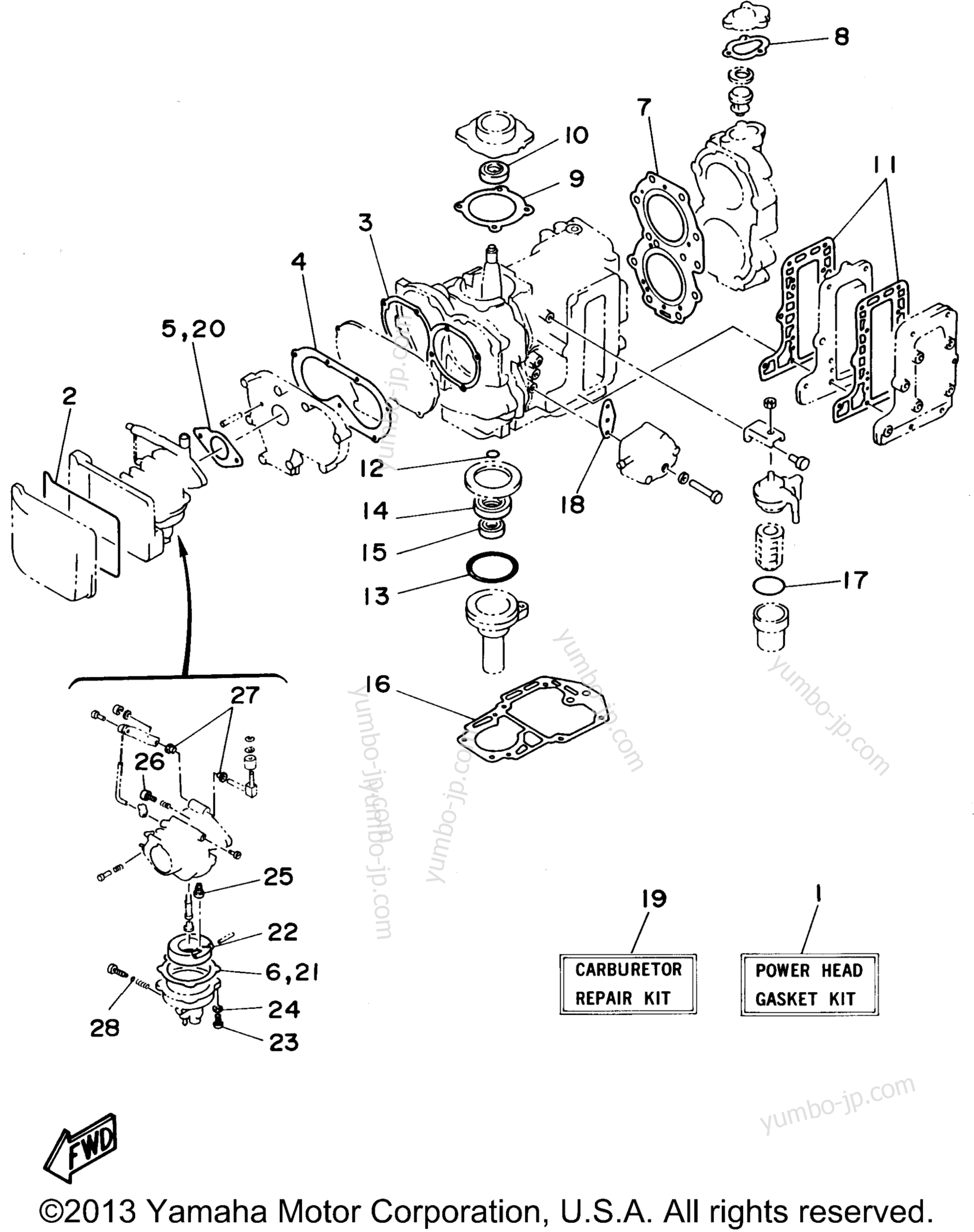 Repair Kit 1 для лодочных моторов YAMAHA C25MLHV 1997 г.