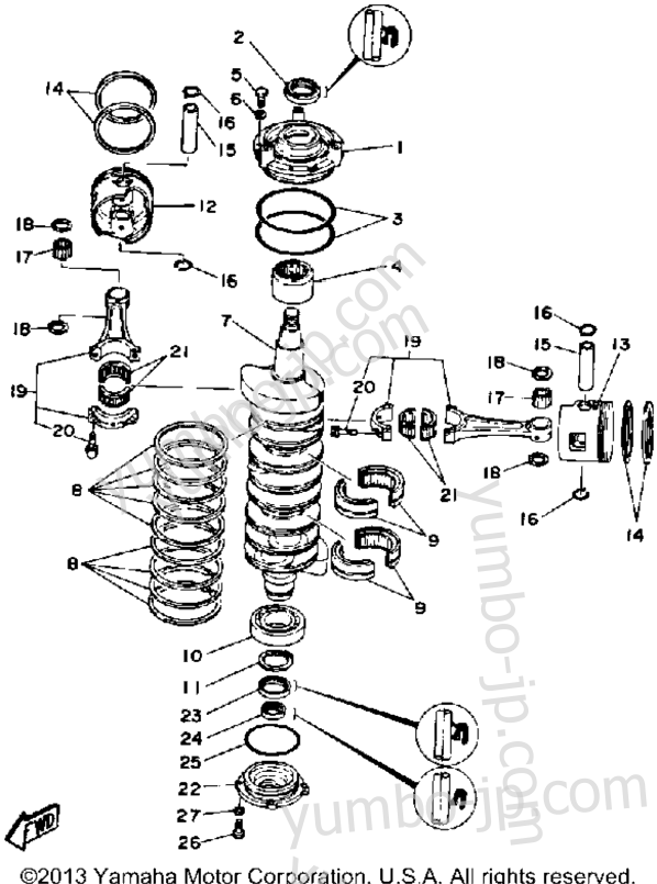 Crank Piston для лодочных моторов YAMAHA L200ETXH 1987 г.