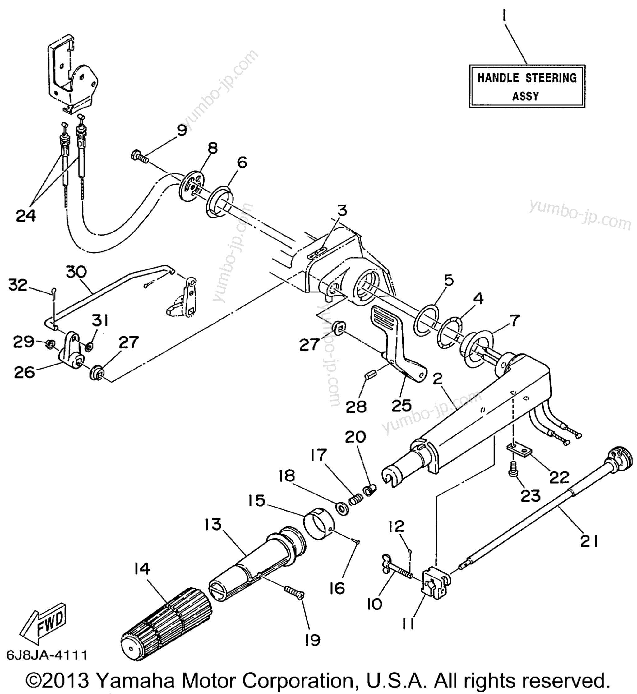Steering for outboards YAMAHA 30MSHX_MLHX_ELHX_ELRX (30ELHX) 1999 year