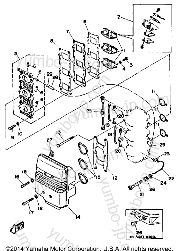 Intake для лодочных моторов YAMAHA 40SF-JD 1989 г.
