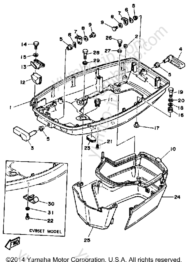 Bottom Cowling для лодочных моторов YAMAHA C85TLRP 1991 г.