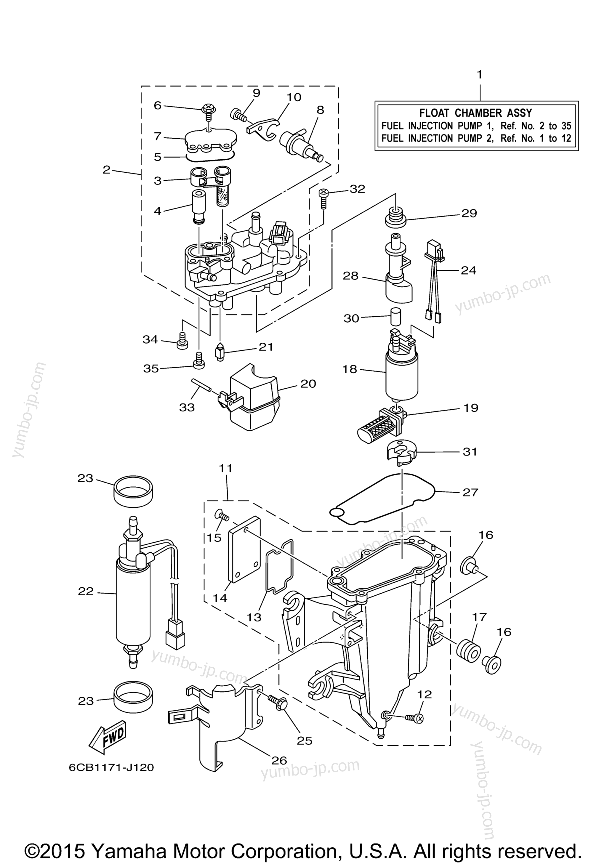 Fuel Injection Pump 1 для лодочных моторов YAMAHA VF225LA (0410) 2006 г.