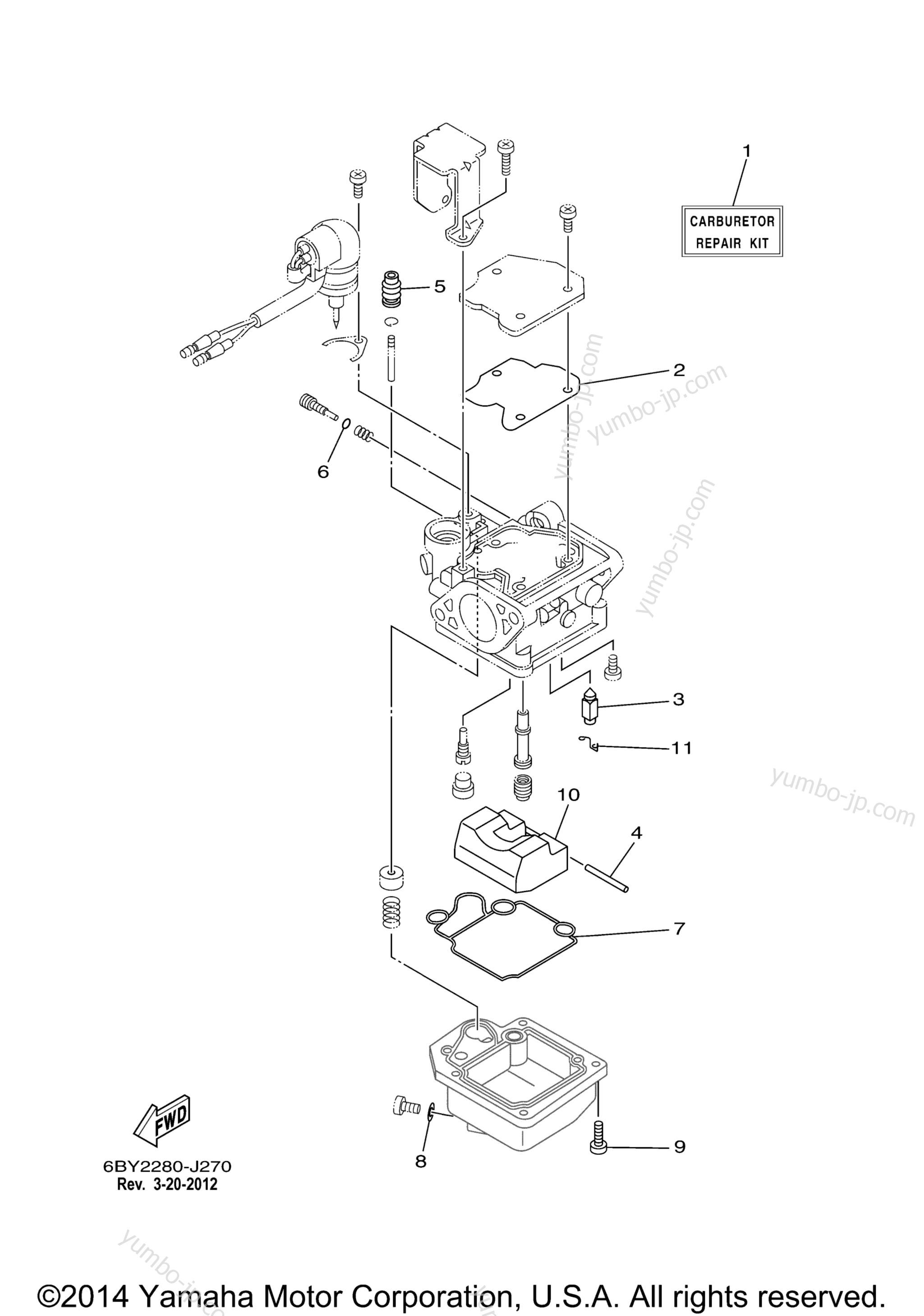Repair Kit 2 для лодочных моторов YAMAHA F15CMLH (0410) 2006 г.