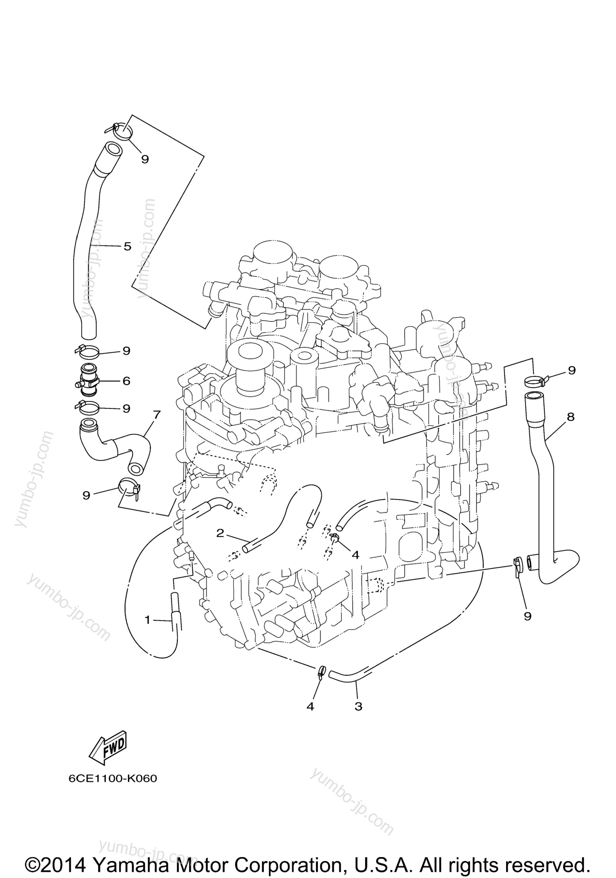 Cylinder Crankcase 4 for outboards YAMAHA LF225XCA (0210) 2006 year