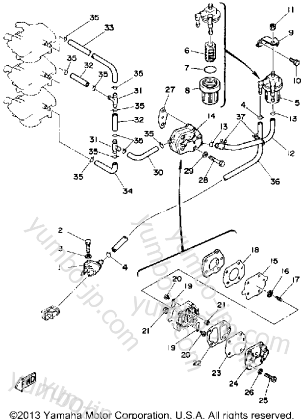 FUEL SYSTEM for outboards YAMAHA 40ETLG 1988 year