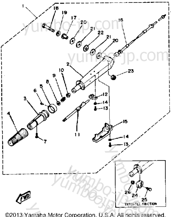 Manual Steering for outboards YAMAHA 40LJ 1986 year