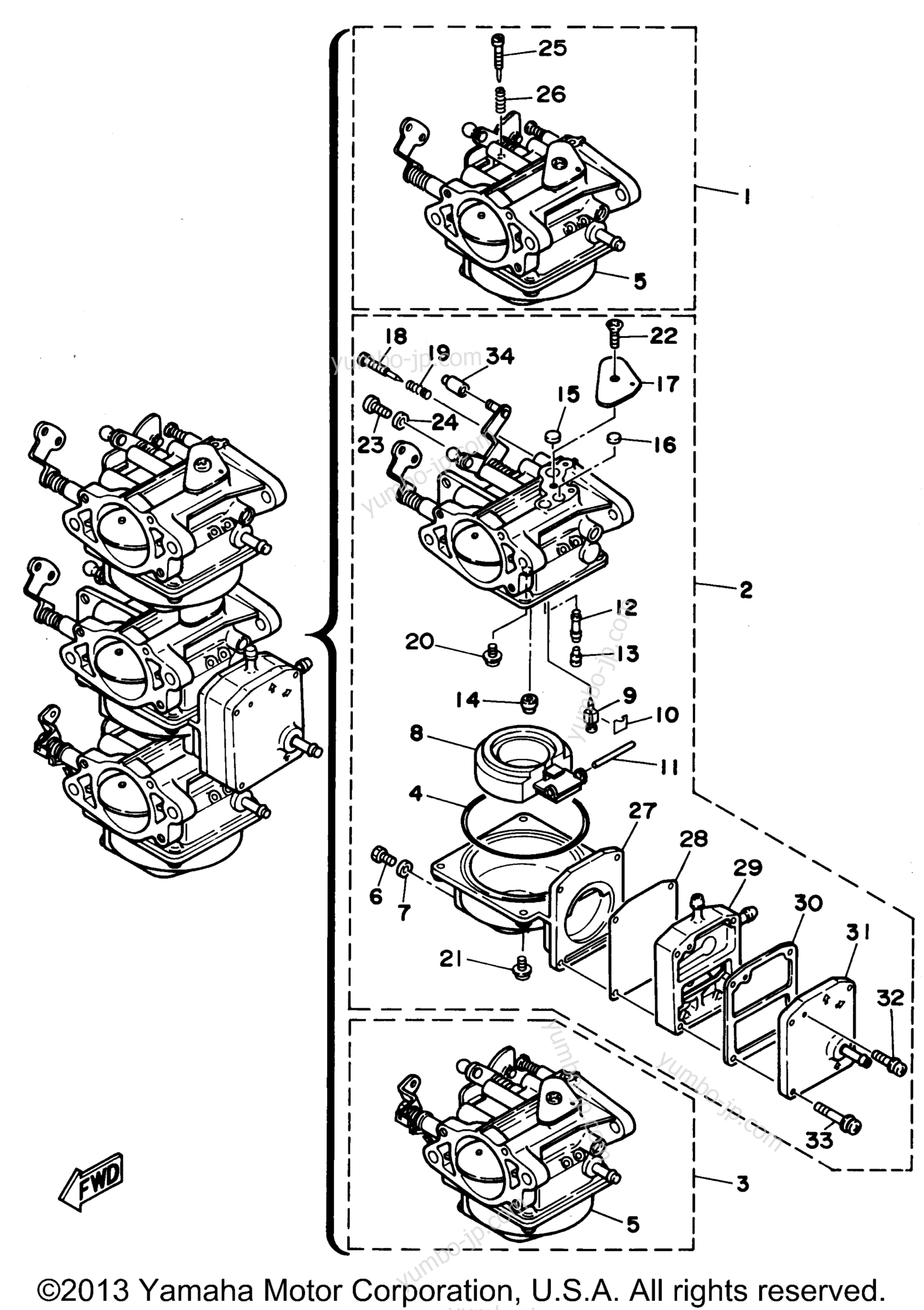 Карбюратор для лодочных моторов YAMAHA 30MLHV 1997 г.