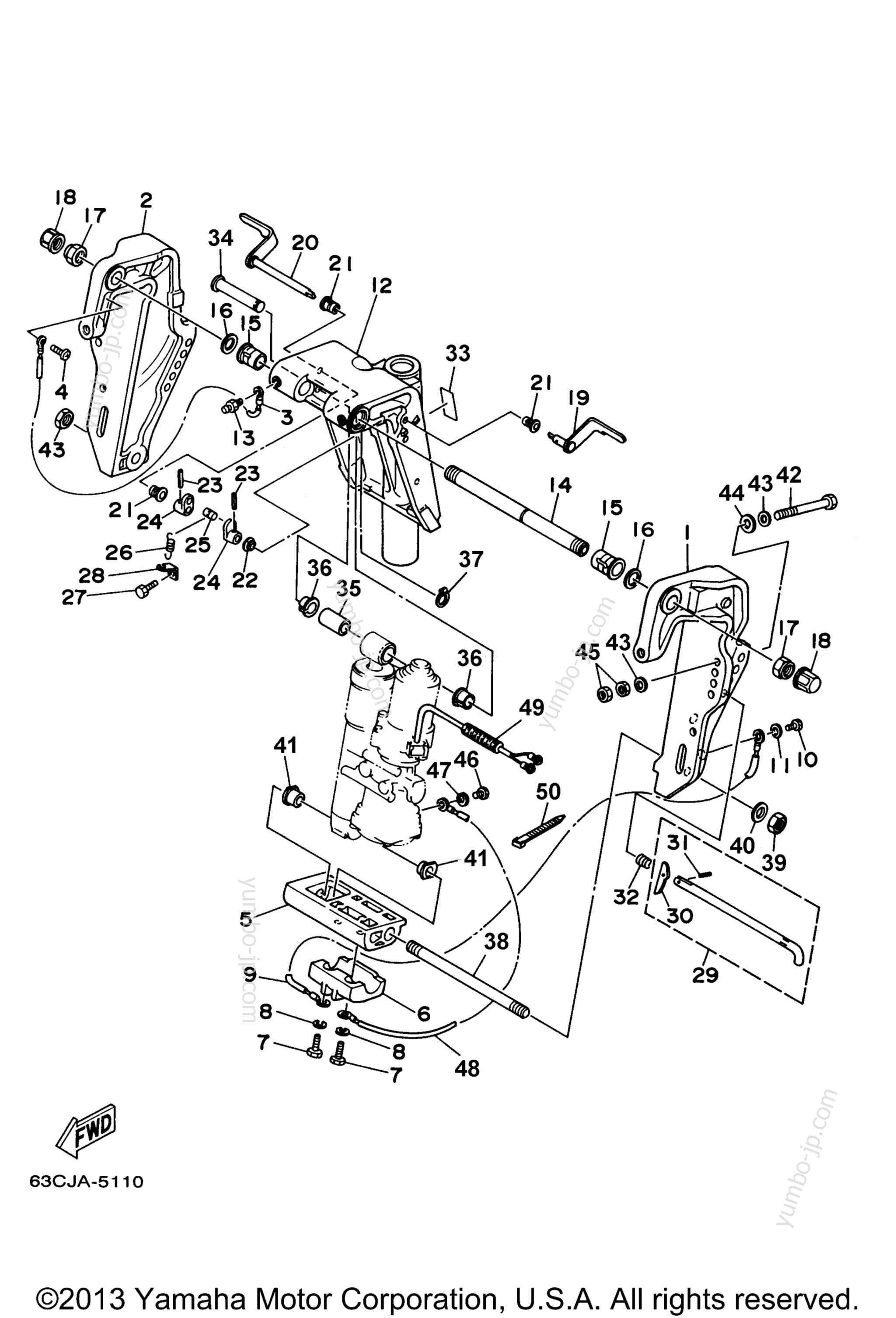 Bracket 1 Power Trim Tilt для лодочных моторов YAMAHA P40EJRW_THLW (40MLHW) 1998 г.