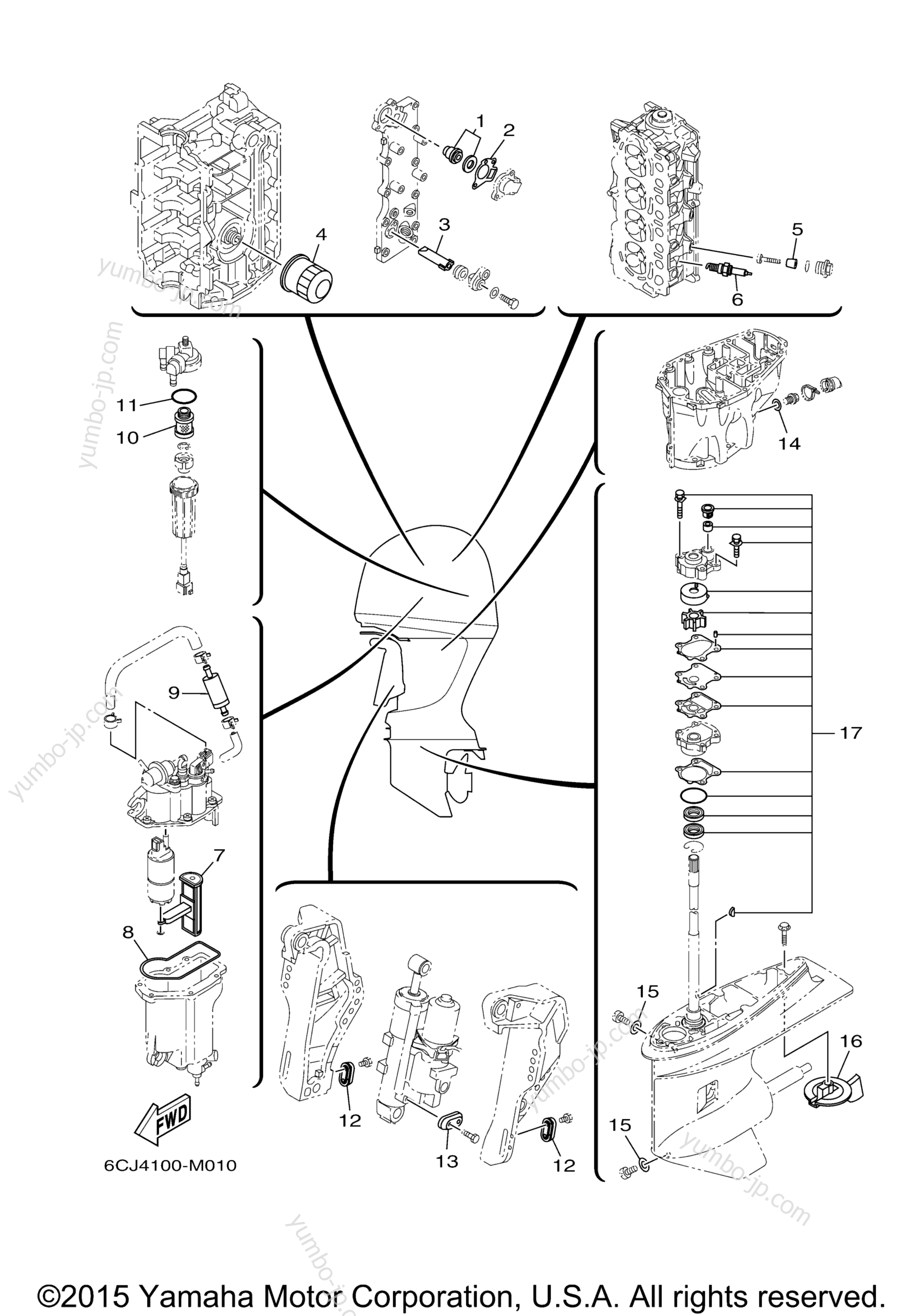 Scheduled Service Parts for outboards YAMAHA F70LA (0115) 2006 year