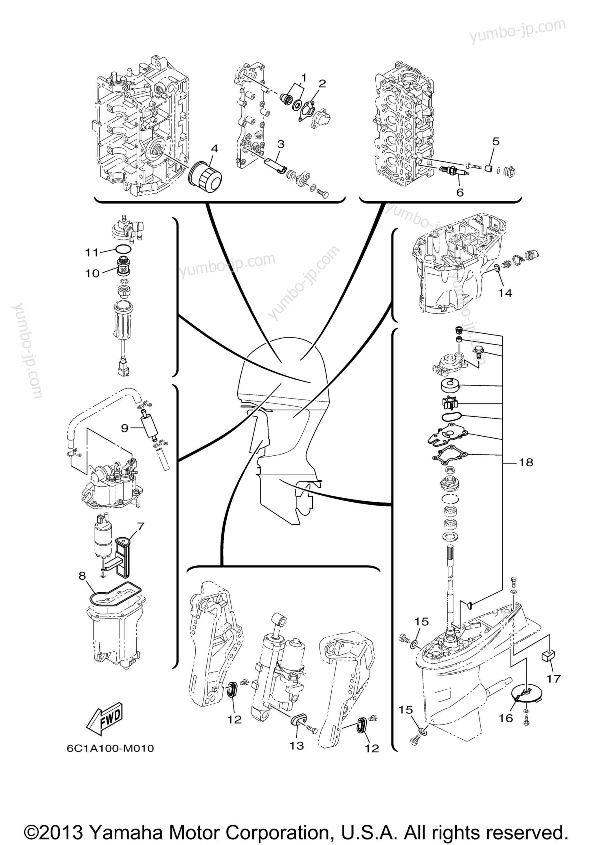 Scheduled Service Parts for outboards YAMAHA F60LHB (0113) 2006 year