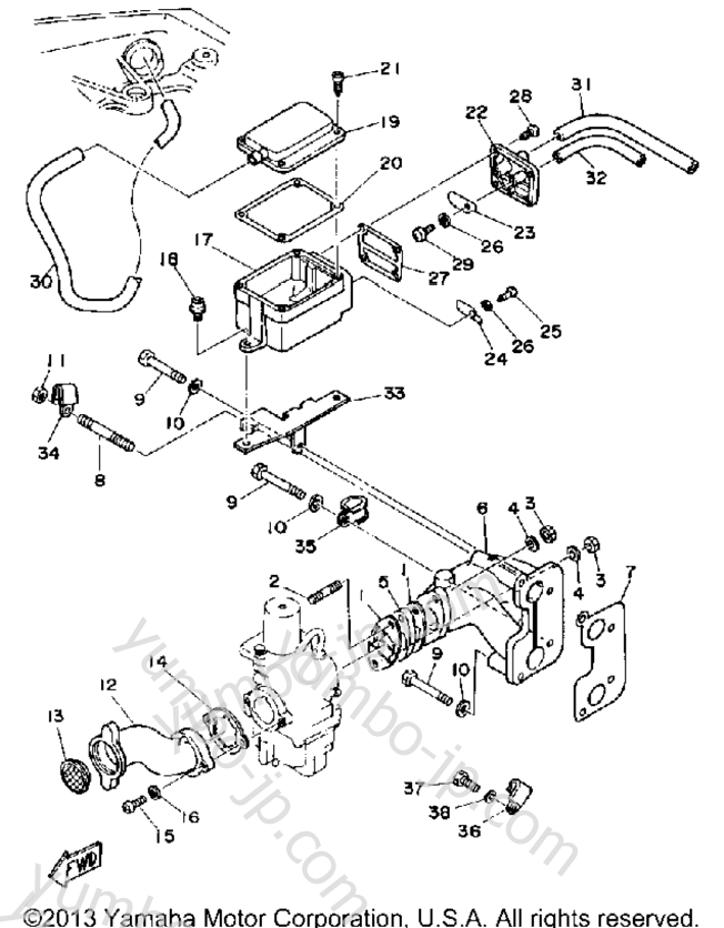 Intake для лодочных моторов YAMAHA F9.9MLHQ 1992 г.