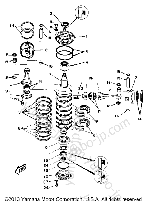 Crank Piston для лодочных моторов YAMAHA PROV150J 1986 г.