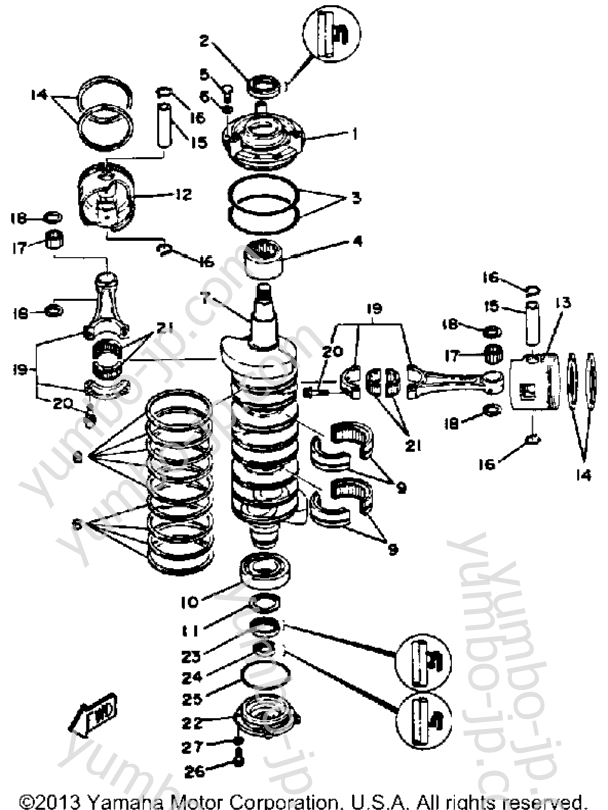 Crank Piston для лодочных моторов YAMAHA V6SPECIALX 1985 г.