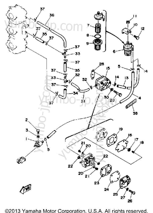 FUEL SYSTEM for outboards YAMAHA 70TLRQ 1992 year