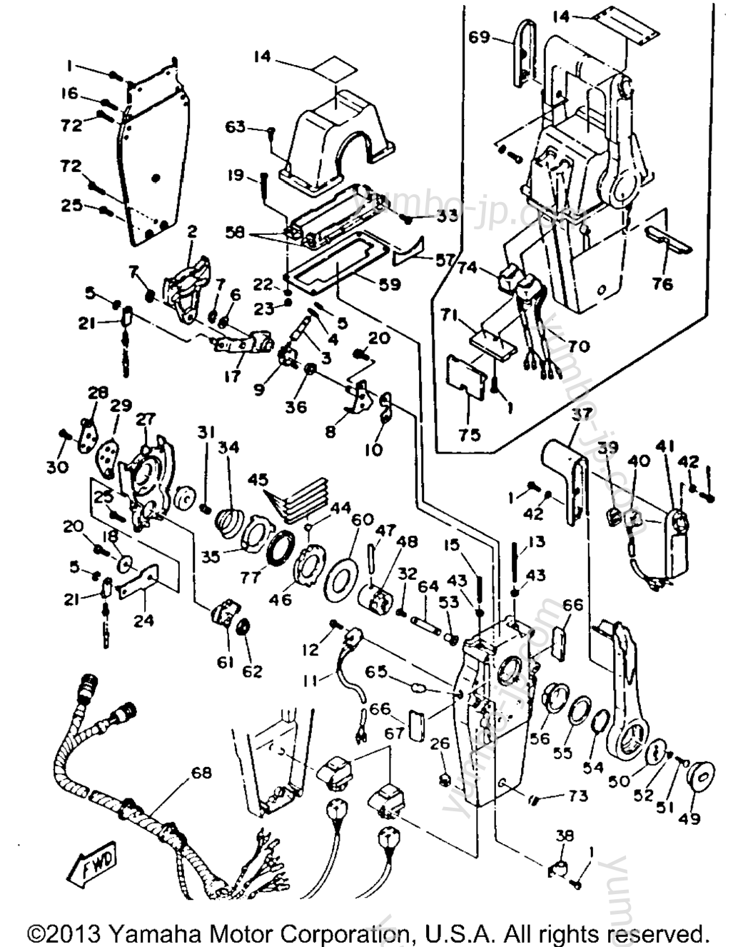 Remote Control Component Parts (704 Type) для лодочных моторов YAMAHA L200ETXJ 1986 г.