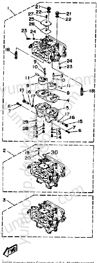 Карбюратор для лодочных моторов YAMAHA 200ETLD-JD 1990 г.