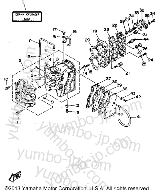 Cylinder Crankcase для лодочных моторов YAMAHA C40MSHR 1993 г.
