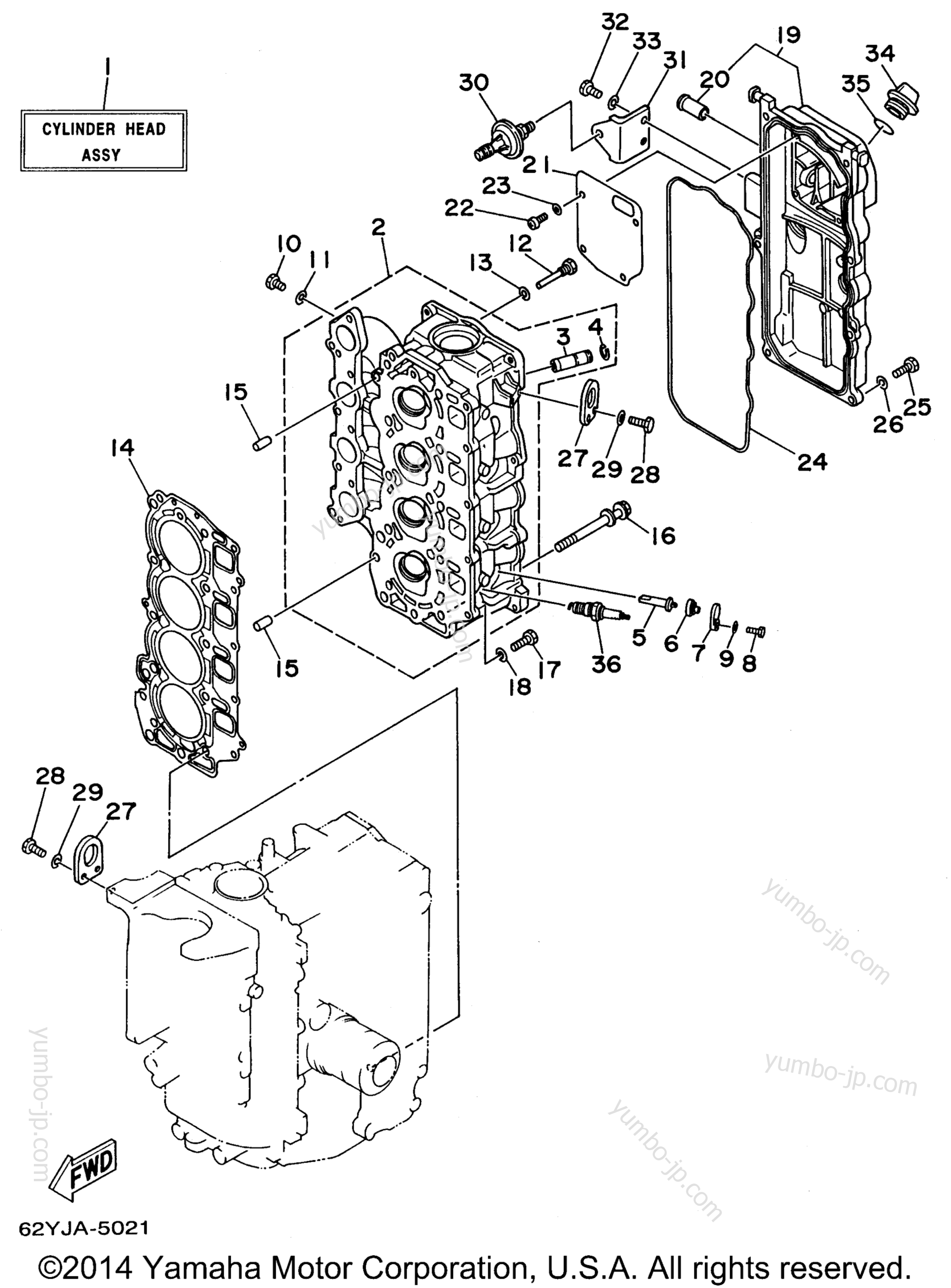 Cylinder Crankcase 2 для лодочных моторов YAMAHA F50TLRV 1997 г.