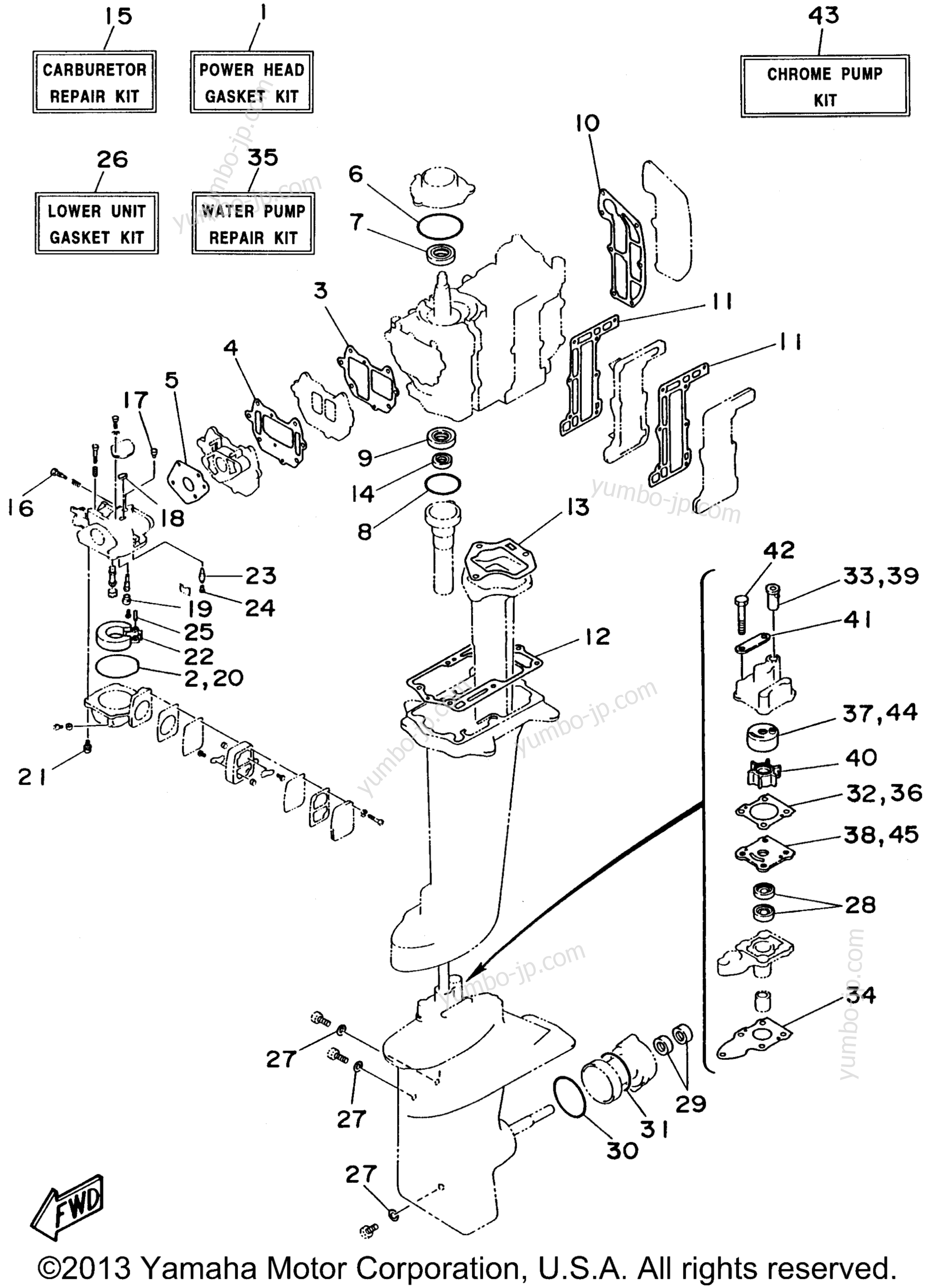 Repair Kit для лодочных моторов YAMAHA 6MLHU 1996 г.