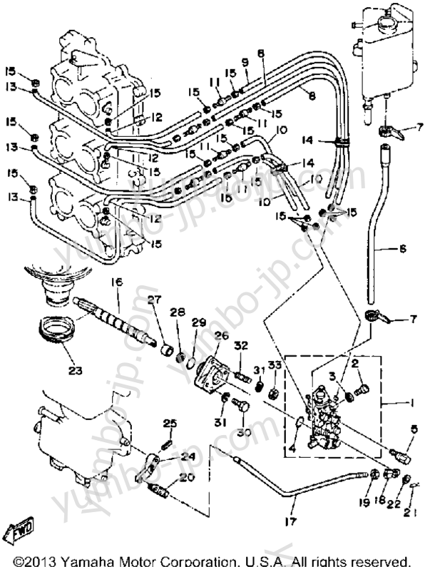 Oil Pump Conversion Kit для лодочных моторов YAMAHA 200ETLH-JD (175ETXH) 1987 г.