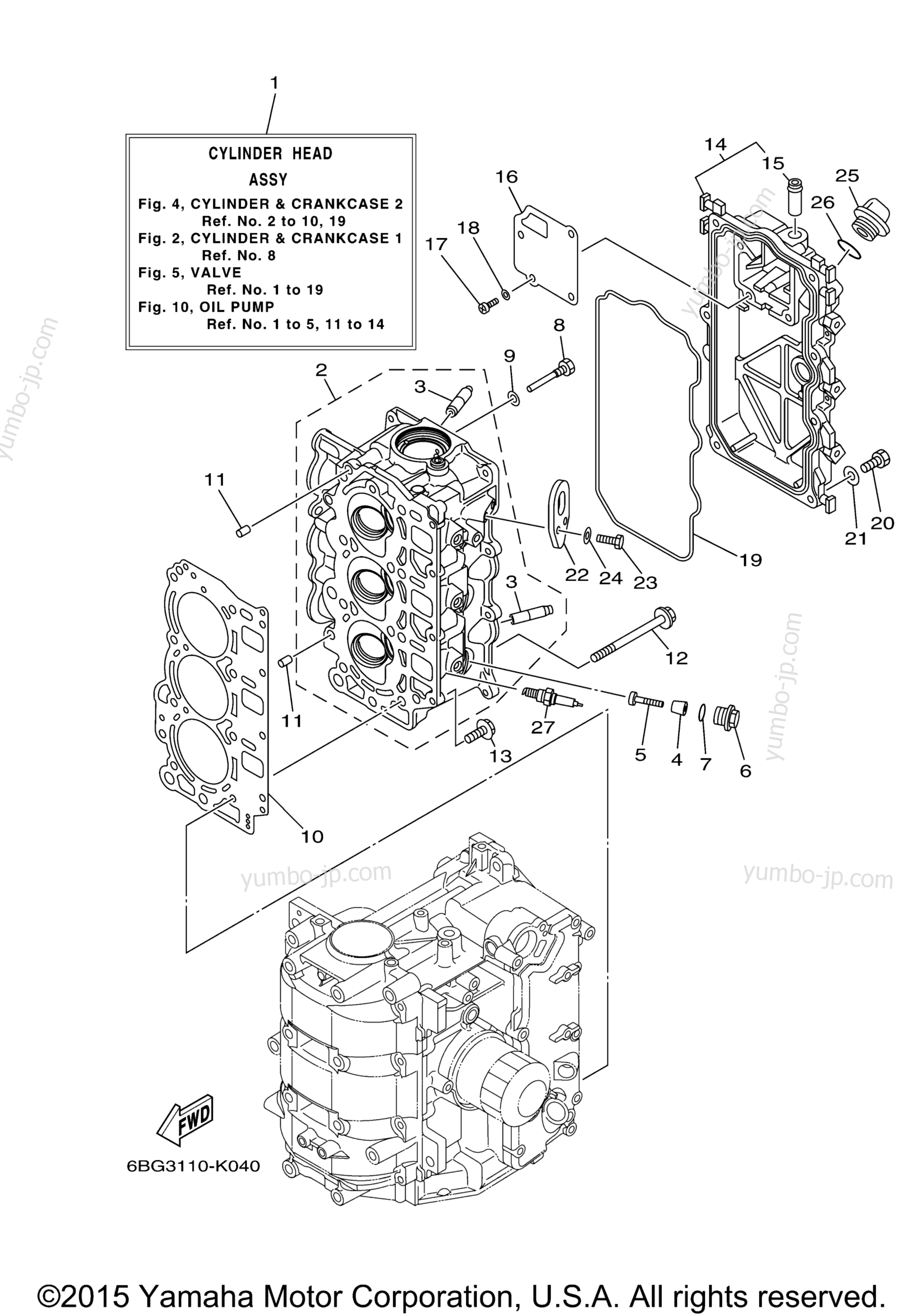 Cylinder Crankcase 2 для лодочных моторов YAMAHA F40LA_0411 (0411) 2006 г.