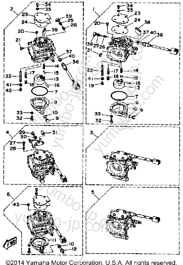 Карбюратор для лодочных моторов YAMAHA L250TXRP 1991 г.