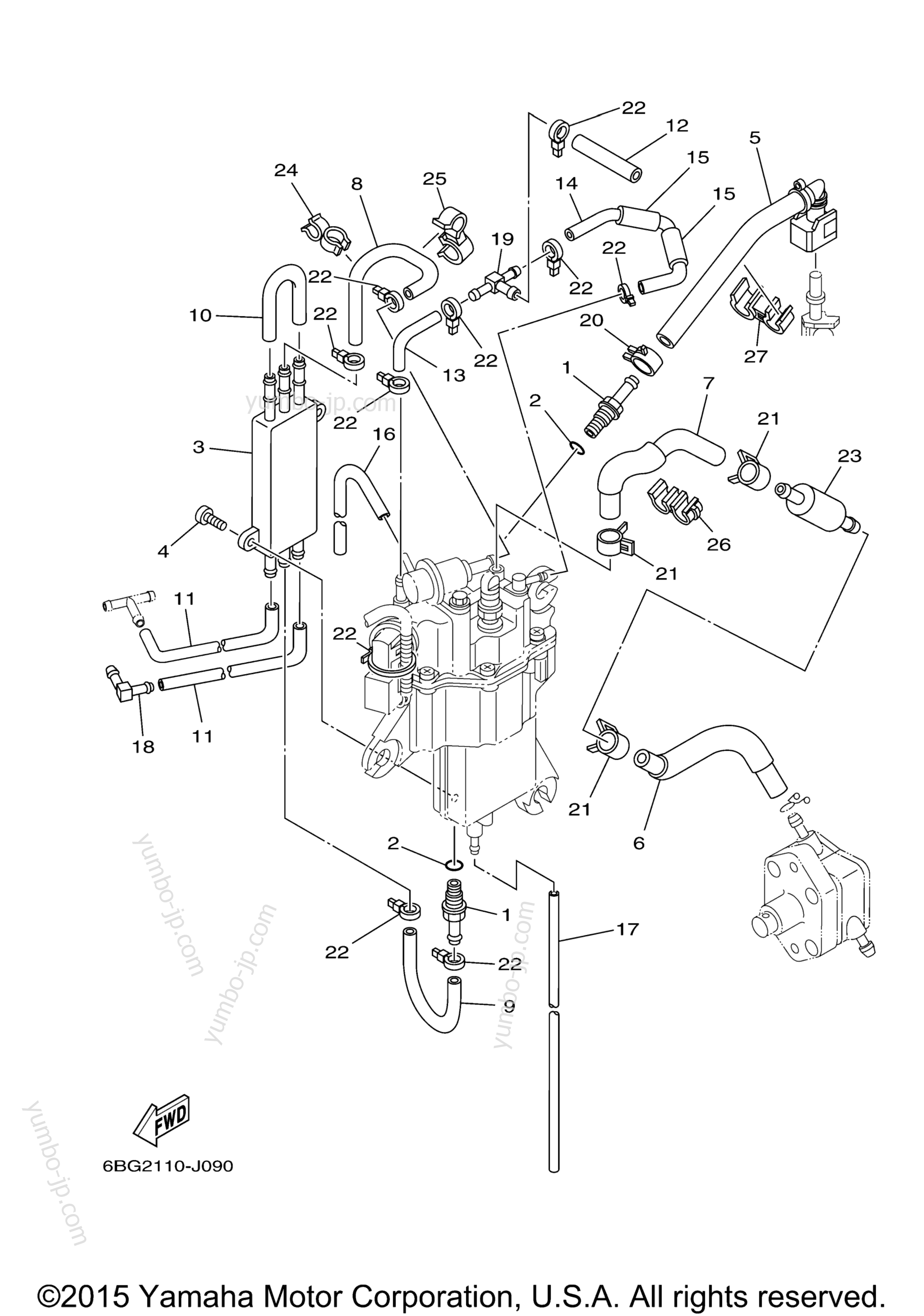 Fuel Injection Pump 2 для лодочных моторов YAMAHA F40LA (0410) 2006 г.
