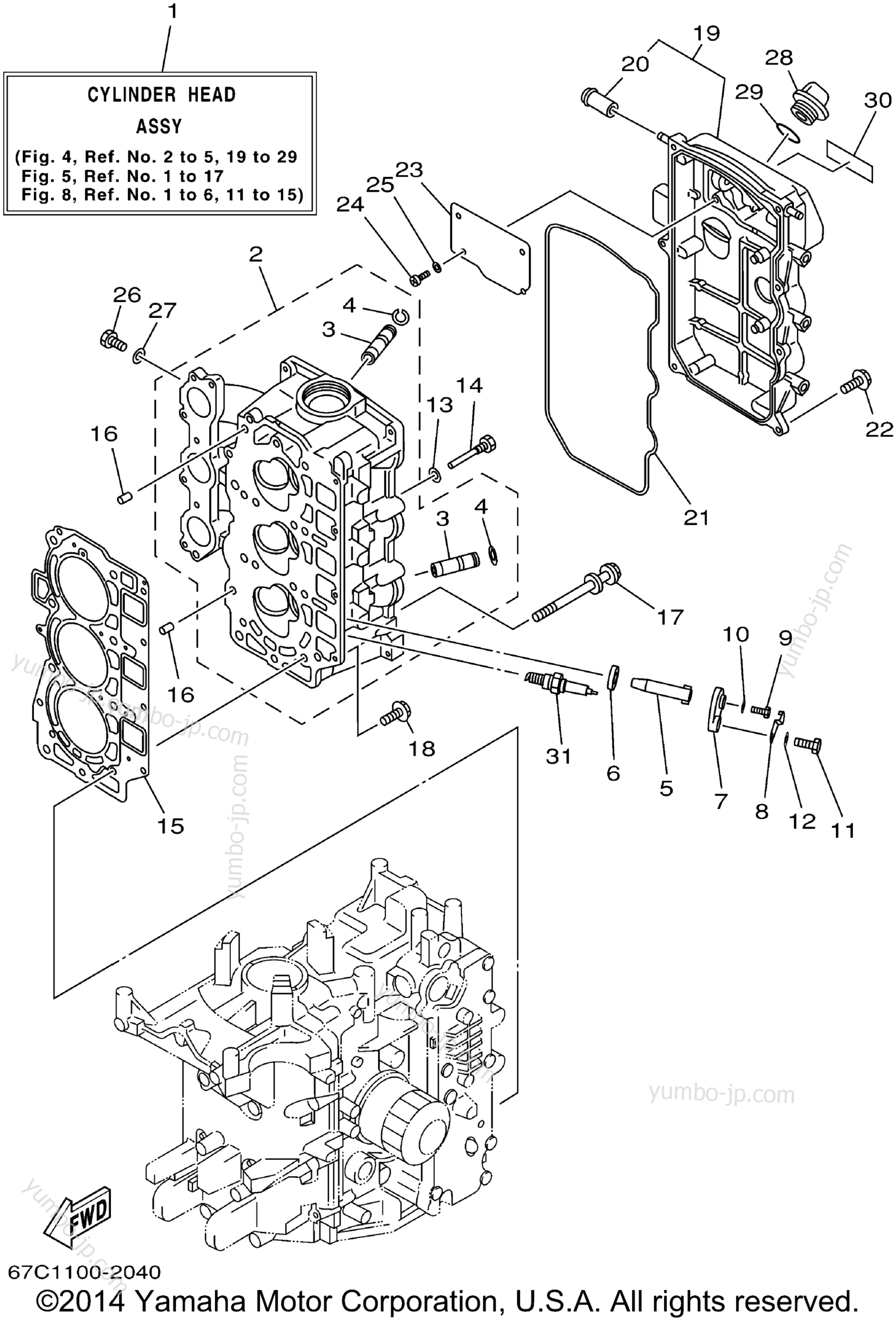 Cylinder Crankcase 2 для лодочных моторов YAMAHA F40MSHA_MLHA_ESRA_TLRA (F40TLRA) 2002 г.
