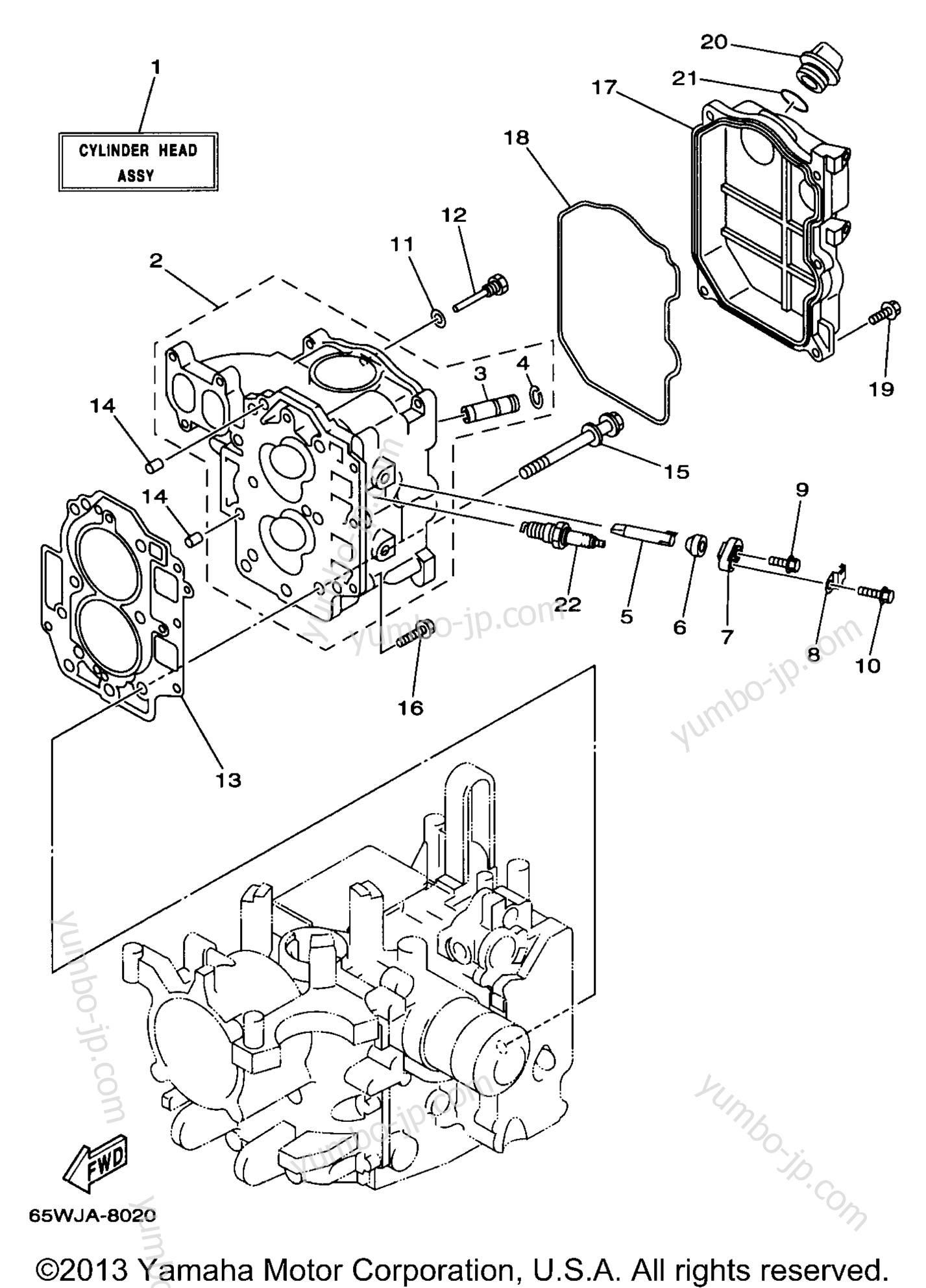 Cylinder Crankcase 2 для лодочных моторов YAMAHA F25ELHW 1998 г.