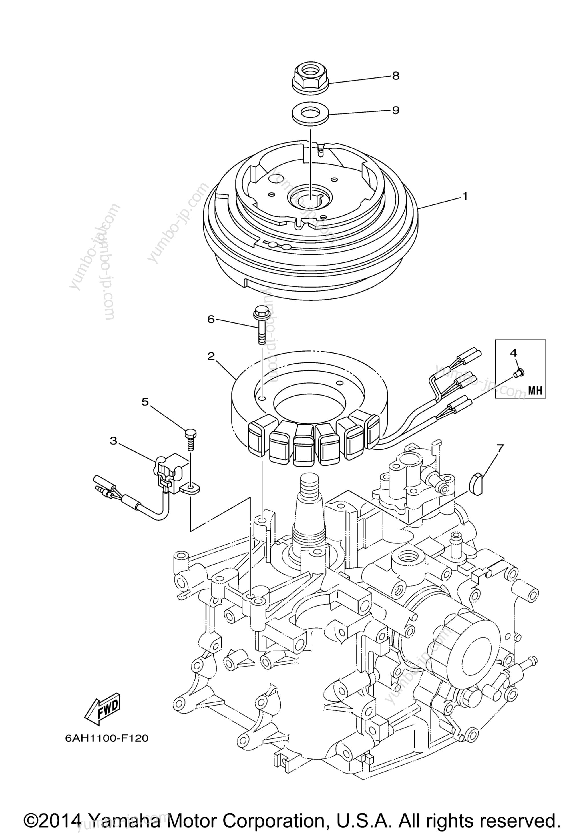 GENERATOR для лодочных моторов YAMAHA F15CMLH (0406) 6AGK-1000001~1005905 F20MSH_MLH_ESH_ELHESRELRPLHPL 2006 г.