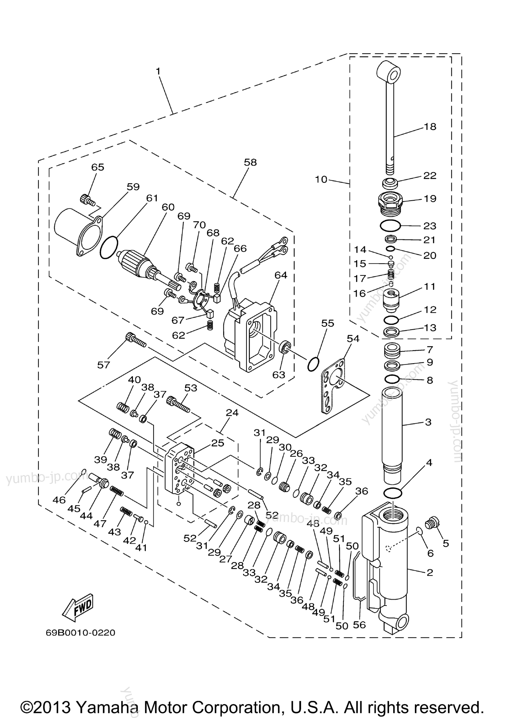 Power Tilt Assy для лодочных моторов YAMAHA T8PXRD 2005 г.