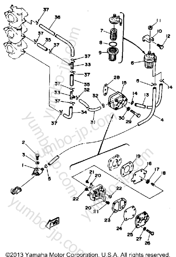 FUEL SYSTEM for outboards YAMAHA 70ETLD 1990 year