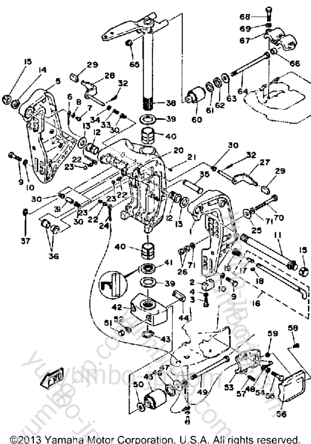 Bracket для лодочных моторов YAMAHA 200ETLH-JD (150ETLH) 1987 г.