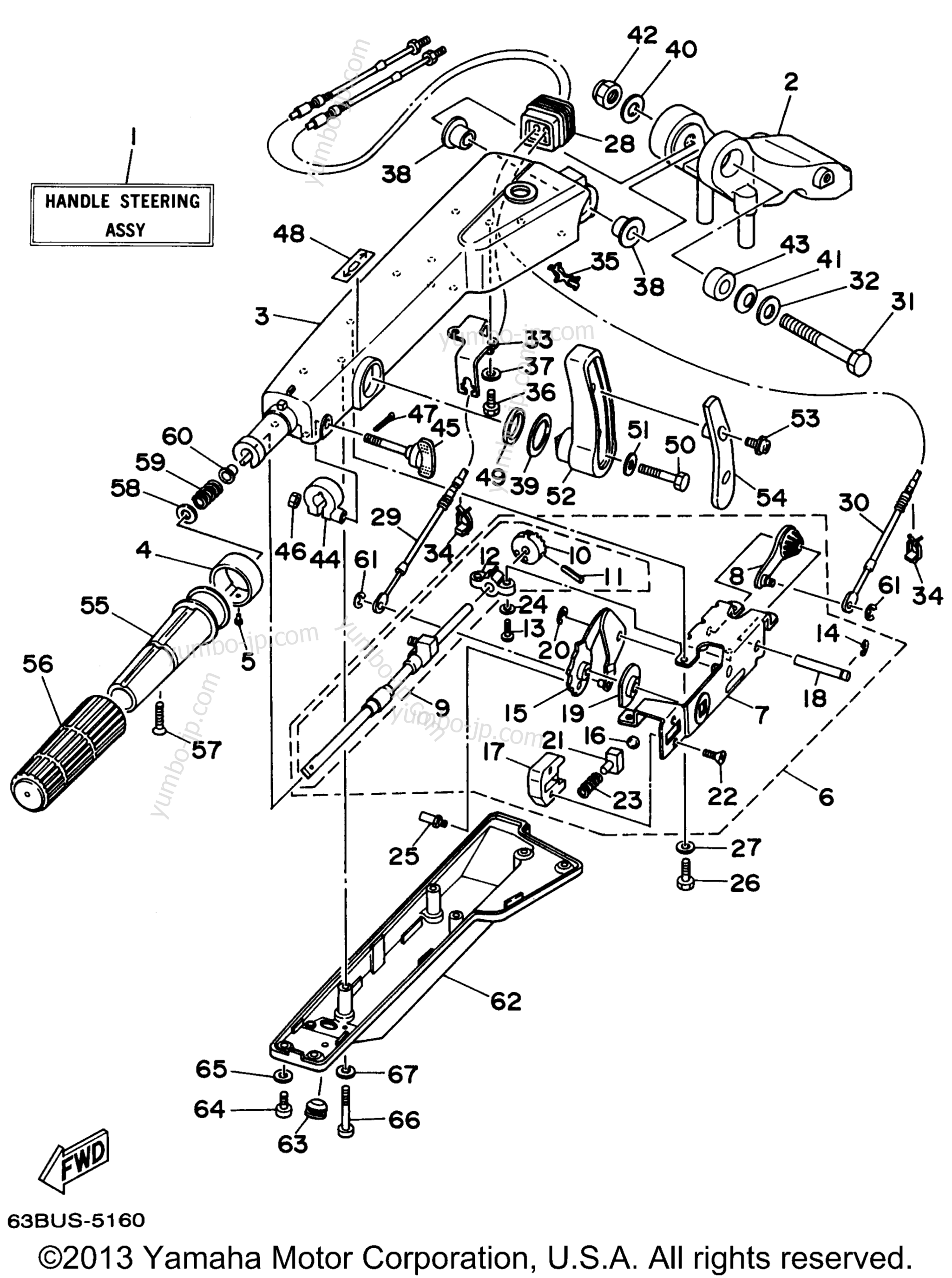 Steering для лодочных моторов YAMAHA P40EJRW_THLW (40ESRW) 1998 г.