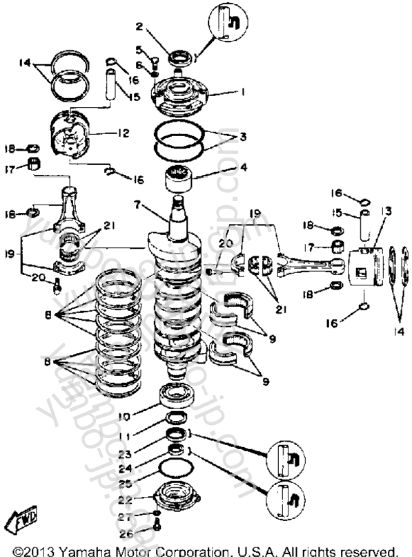 Crank Piston для лодочных моторов YAMAHA 200ETXN 1984 г.