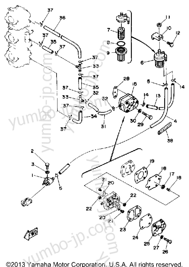 FUEL SYSTEM for outboards YAMAHA P60TLHQ 1992 year