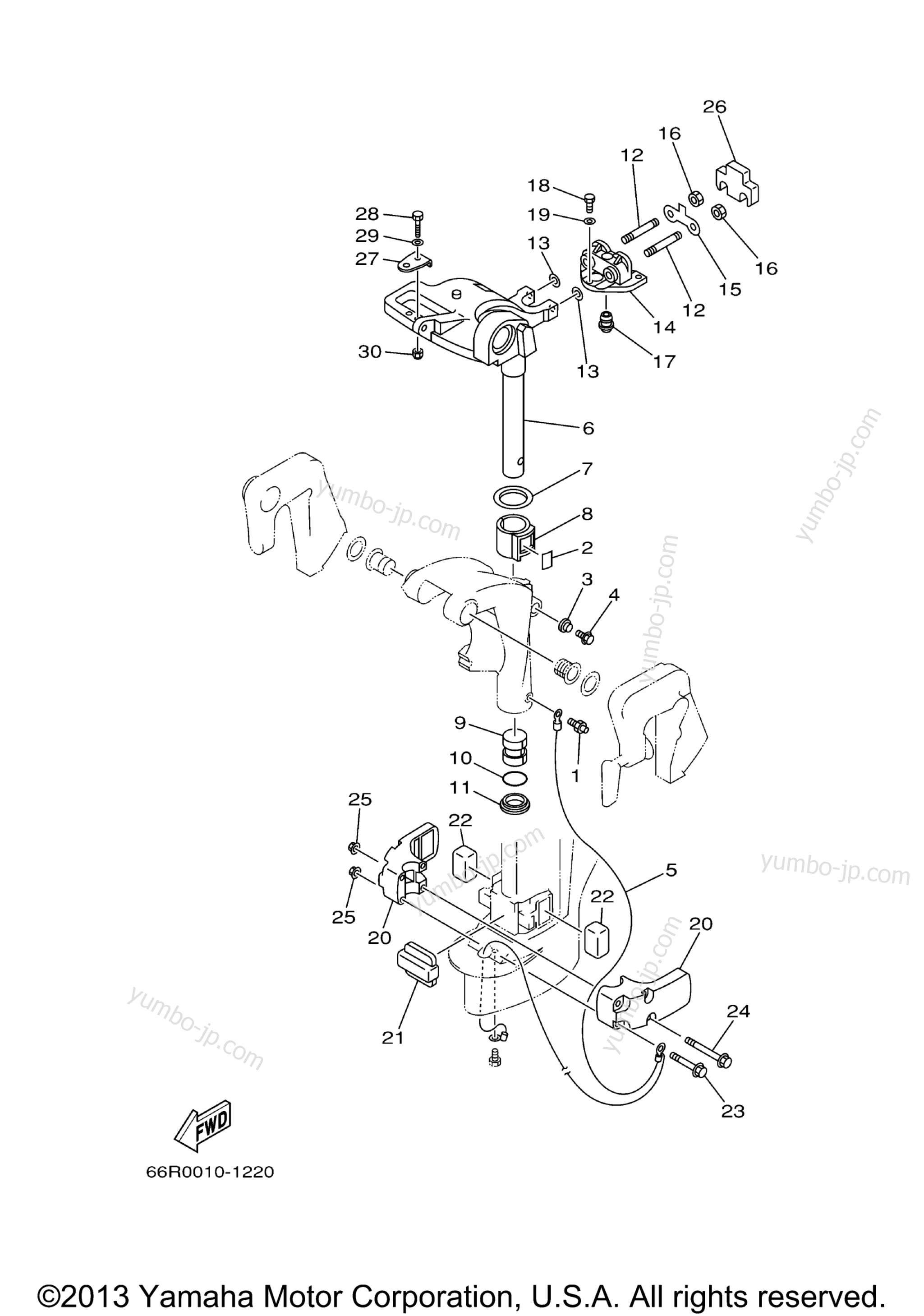 Bracket 2 for outboards YAMAHA T9.9ELH2D 2005 year