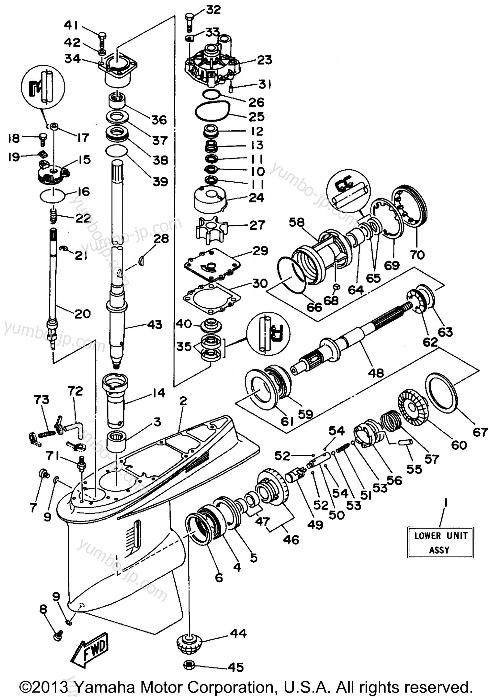 Lower Casing Drive 3 (L150trs L200trs) для лодочных моторов YAMAHA L200TXRS 1994 г.