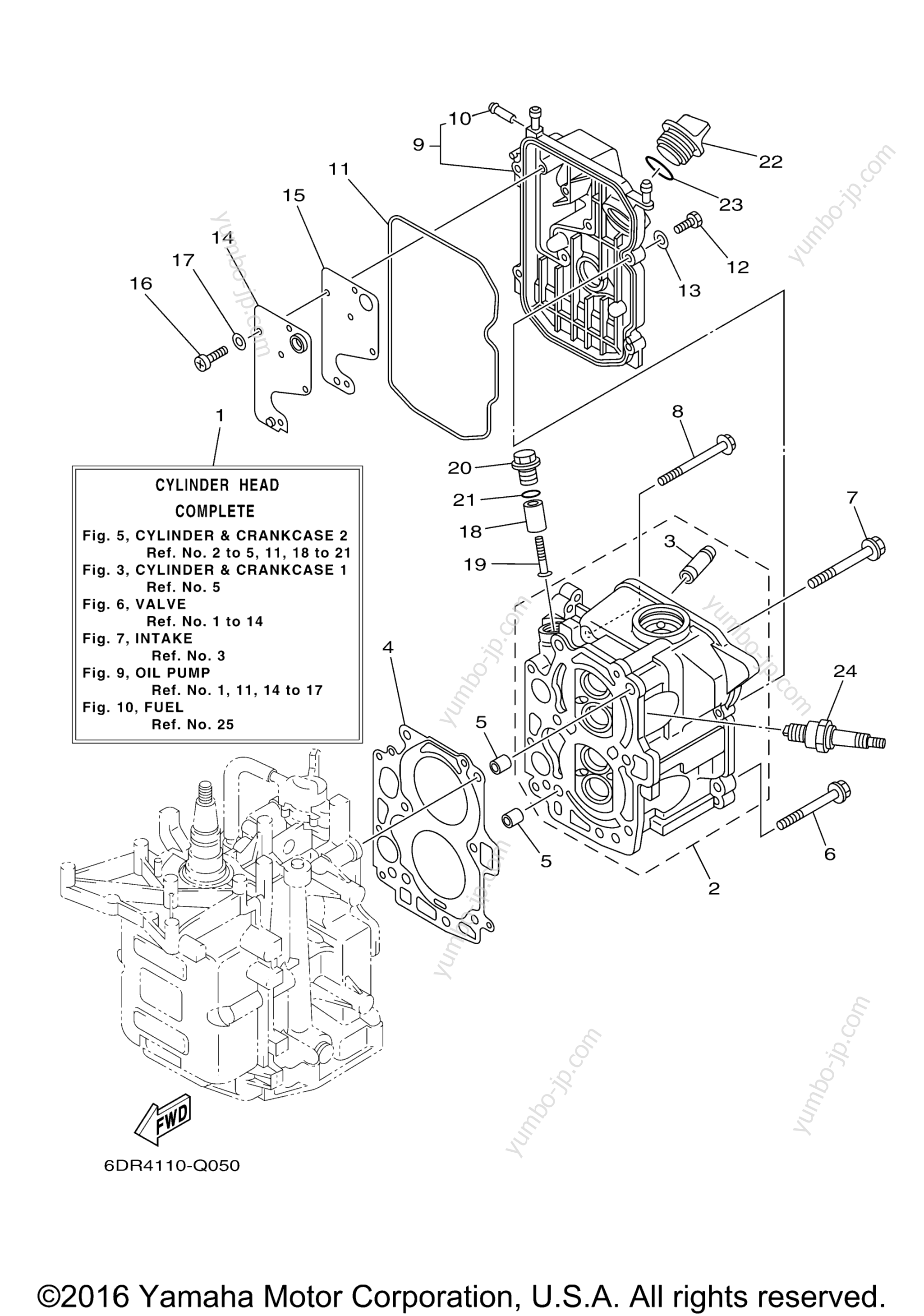 Cylinder Crankcase 2 для лодочных моторов YAMAHA F8SMHB (0116) 2006 г.