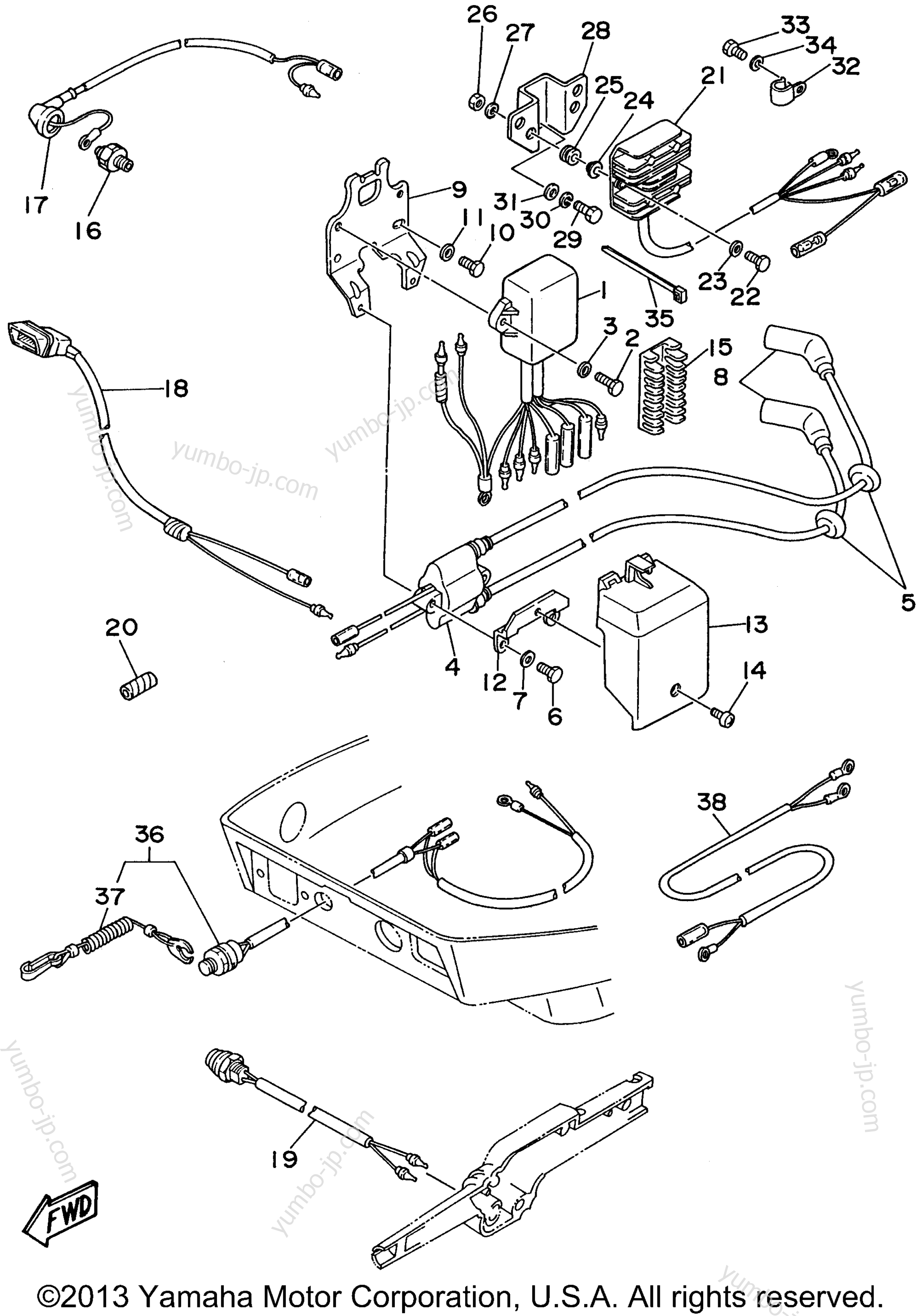 Electric Parts для лодочных моторов YAMAHA T9.9MLHW 1998 г.
