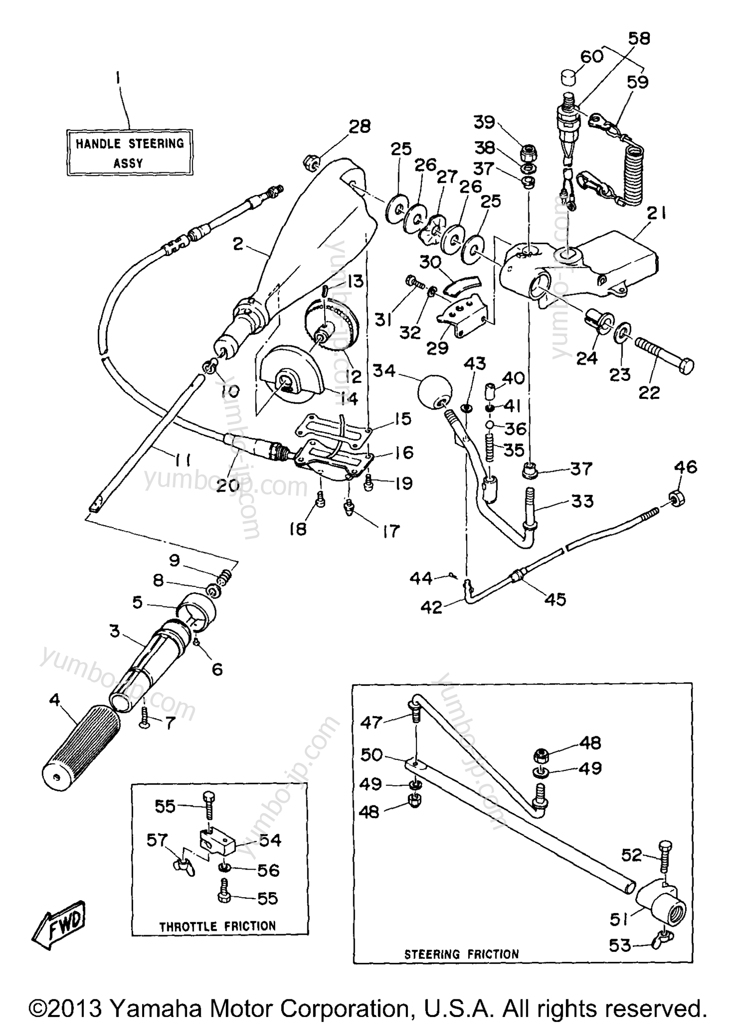 Steering для лодочных моторов YAMAHA E48MLHV 1997 г.