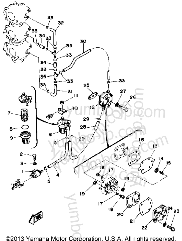 FUEL SYSTEM for outboards YAMAHA 90ETLDA 1990 year